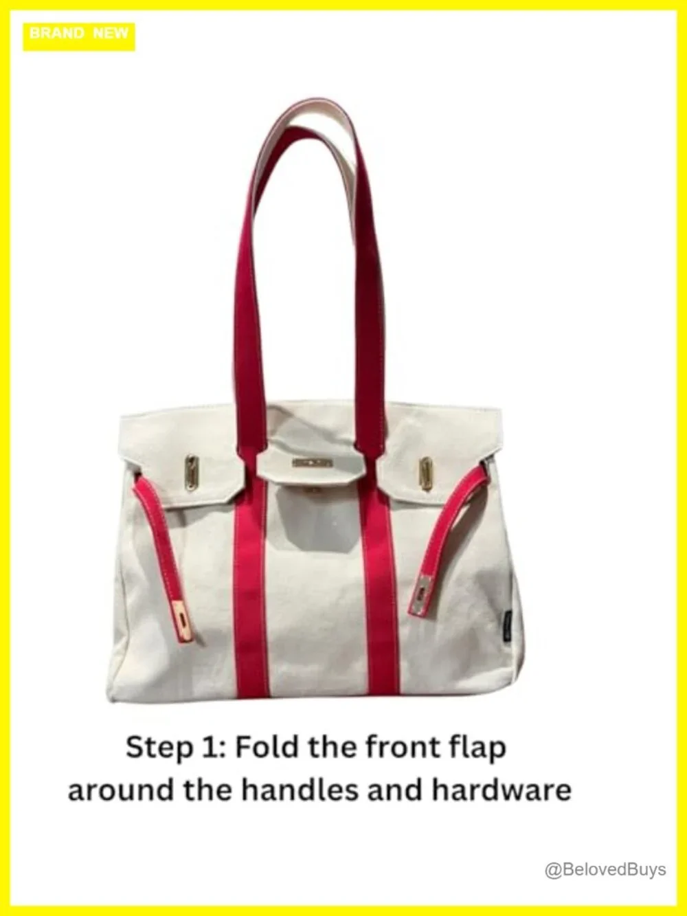 Canvas Tote Bag with Gold Buckle Closure - Heavyweight & Roomy